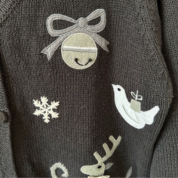 Ashley Hill Sweater Cardigan Womens Size Medium Gray White Christmas Vintage - Picture 7 of 16